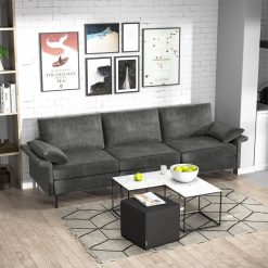 Large 3-Seat Sofa Sectional with Metal Legs and 2 USB Ports for 3-4 people