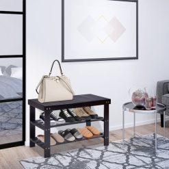 3-Tier Bamboo Shoe Rack Bench for Entryway