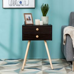 Midcentury Modern Bedside Table with 2 Drawers