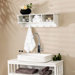 Wall Mount Hooks Shelf for Entryway Storage