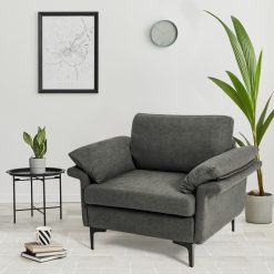 Modern Fabric Accent Armchair with Original Distributed Spring and Armrest Cushions