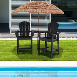 2 Pieces HDPE Tall Adirondack Chair with Middle Connecting Tray
