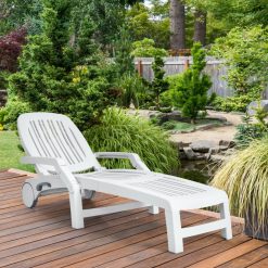 Adjustable Patio Sun Lounger with Weather Resistant Wheels