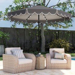 10 Feet Solar Patio Umbrella with 24 LED Lights and Vented Top