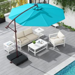 10 Ft Patio Umbrella Offset Cantilever Umbrella with 40 Solar Powered Lights
