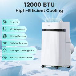 12000 BTU Portable Air Conditioner 3 in 1 Energy-saving with Fan and Dehumidifier