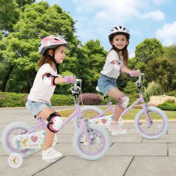 12/14/16/18 Inch Kids Bike Adjustable for 3-8 Years Old Children Purple - Stars & Moon