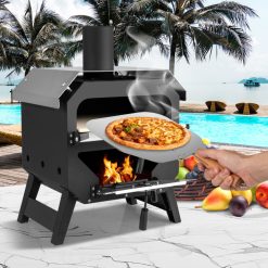 12 Inch Outdoor Pizza Oven with Pizza Stone for Patio Backyard Camping BBQ