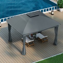 12 x 10 Feet Canopy Double Vented Heavy Duty Steel Gazebo