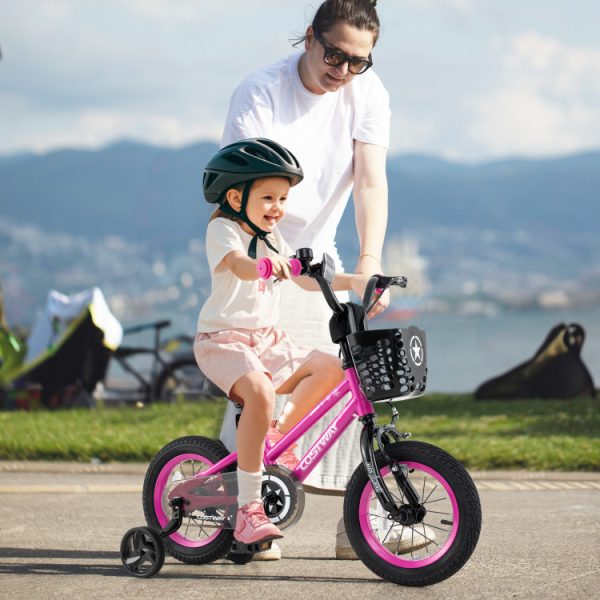 12/14/16/18 Inch Kids Bike Adjustable Bicycle with Front Basket for Children Aged 3-7 Years Old
