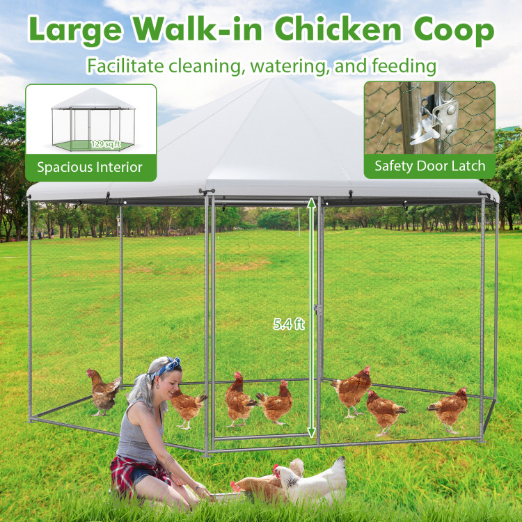 13FT_Large_Metal_Hexagonal_Chicken_Coop_with_Wire_Mesh_and_Lockable_Door-9.jpg