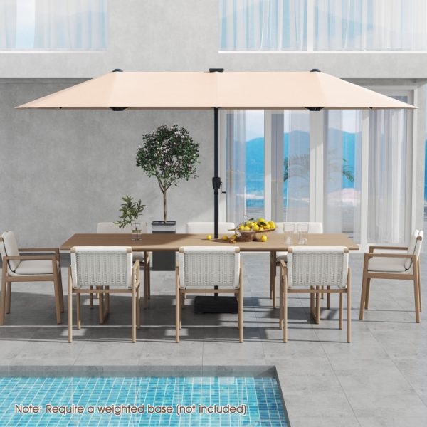 13 FT Large Patio Umbrella with LED Solar Lights and Crank Handle