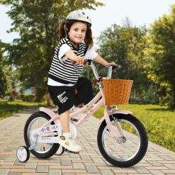 12/14/16/18 Inch Kids Bike Retro Bicycle with Adjustable Height and Basket for Ages 3-8 Years Old
