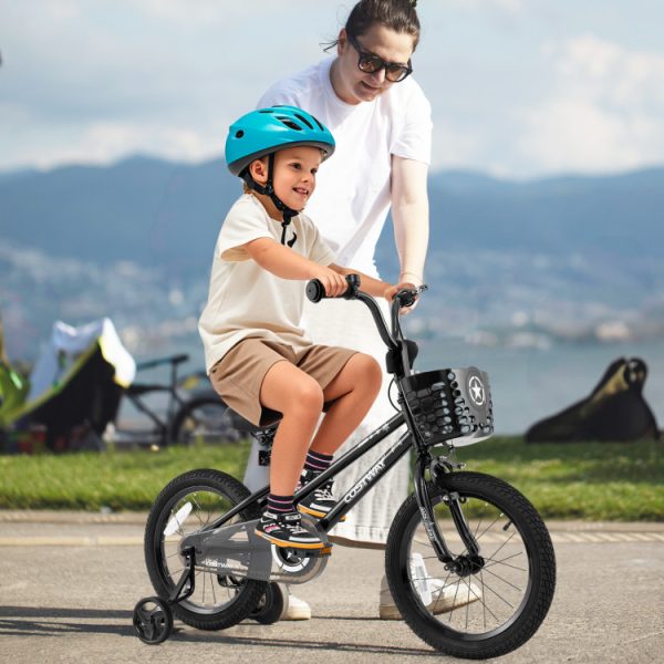 12/14/16/18 Inch Kids Bike with Basket and Training Wheels for Children Aged 3-8 Years Old
