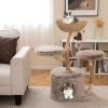 Wood Cat Tree Solid Pear Cat Tree with Perch and Sisal Scratching Posts
