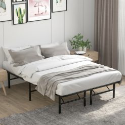 Twin/Full/Queen Size Foldable Metal Platform Bed with Tool-Free Assembly
