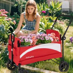 2-Seat Stroller Wagon with Adjustable Canopy and Handles