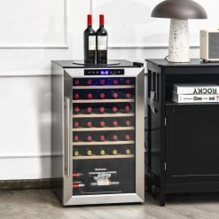 20 Inch Wine Refrigerator for 33 Bottles and Tempered Glass Door