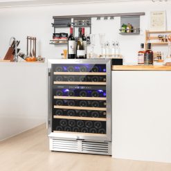 Dual Zone Wine Cooler for 51 Bottles with Reversible Door