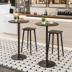 24 Inch Modern Round Cocktail Table with Metal Base and MDF Top