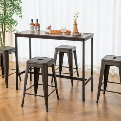 24 Inches Backless Stackable Counter Height Metal Bar Stools Set of 4