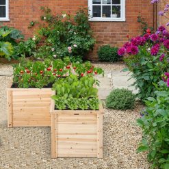 24 Inch L-Shaped Wooden Raised Garden Bed with Open-Ended Base