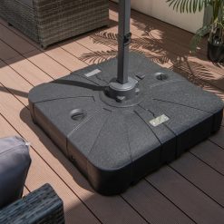 260 lbs Offset Patio Umbrella Base with Wheels Sand Water Filled