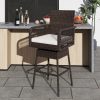 29 Inches Patio 360° Swivel Bar Stool with Cross-Woven Armrests and Seat Cushion