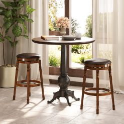Set of 2 24/29 Inch Swivel Leather Padded Dining Bar Stools