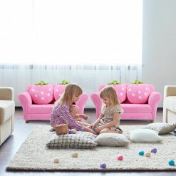 Kids Strawberry Armrest Chair Sofa with 2 Cute Strawberry Pillows