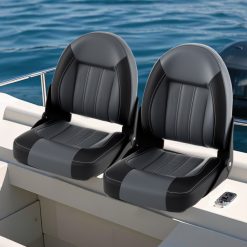 2-Pack Folding High Back Boat Chairs with Sponge Padding and Fixing Bolts