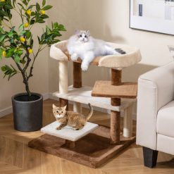 2-in-1 Cat Tree Tower Pet Steps with Sisal Scratching Posts and 4 Large Platforms