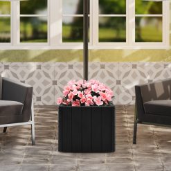2-in-1 Outdoor Umbrella Base Planter Patio Umbrella Stand with Flower Box