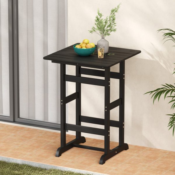 30 Inch Square Bar Table Dining Table with Slatted Tabletop for Poolside