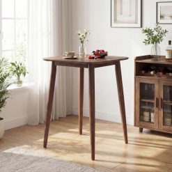 36 Inch Counter Height Bar Table Wooden High Top Pub Table with Solid Rubber Wood Legs