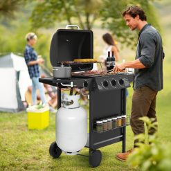 39,000 BTU Outdoor Burner Propane Gas Grill on Wheels