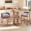 39 Inch Outdoor Acacia Wood Bar Table with Slatted Table Top