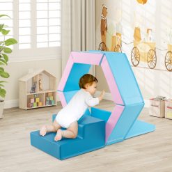 3-Piece Baby Foam Climbing Blocks Climb and Crawl Set with 100 Ocean Balls