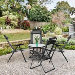 4 Pieces Patio Garden Adjustable Reclining Folding Chairs with Headrests