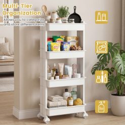 3/4-Tier Rolling Utility Cart with Detachable Trays and Smooth Wheels