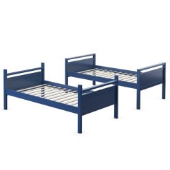 Twin Over Twin Bunk Bed with Ladder and Guard Rail