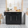 Kitchen Island Cart with Knife Block and Lockable Castors