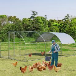 6.2 Feet/12.5 Feet/19 Feet Large Metal Chicken Coop Outdoor Galvanized Dome Cage with Cover