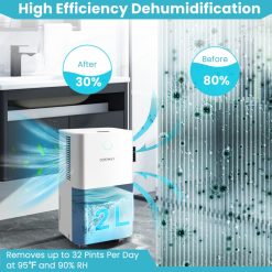 1750 Sq. Ft 32 Pints Dehumidifier with Auto Defrost and 24H Timer Drain Hose