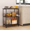 3-Tier Kitchen Serving Cart Utility Standing Microwave Rack with Hooks