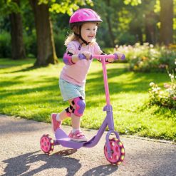3 Wheels Scooter for Kids Age 2+ with LED Light-Up Wheels and Wide Anti-Slip Deck