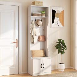 3-in-1 Hall Tree with Bench and Storage 23.5” Wide Mudroom Storage