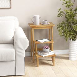 3-in-1 Rubber Wood Step Stool with Convenient Handle