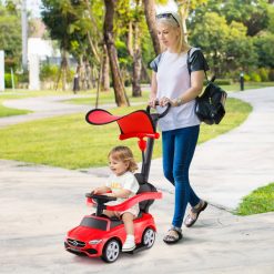 3-in-1 Ride on Push Car Mercedes-Benz Licensed Sliding Car with Canopy