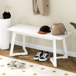 42 Inch Modern Entryway Bench Long Dining Bench with Rubber Wood Legs